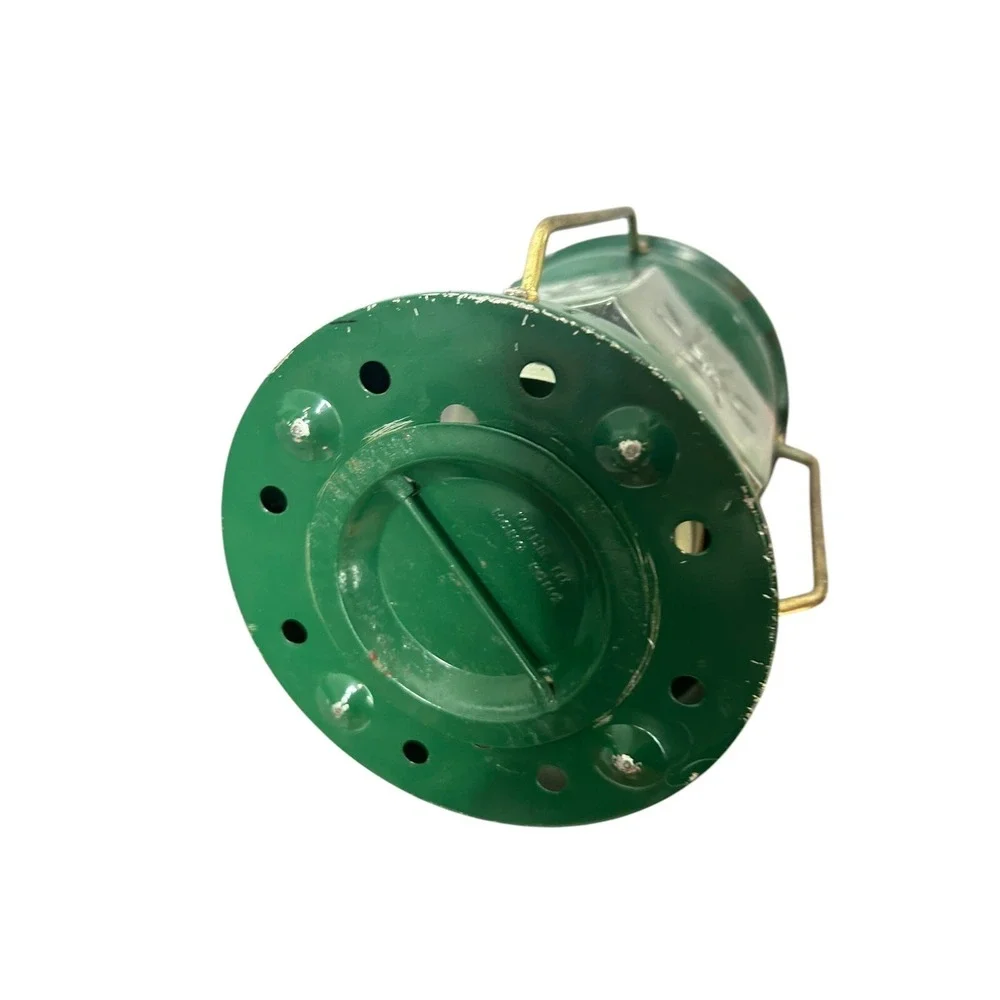 Vintage Hong Kong Metal and Glass MCM Oil Lamp Lantern‎ Starburst Green